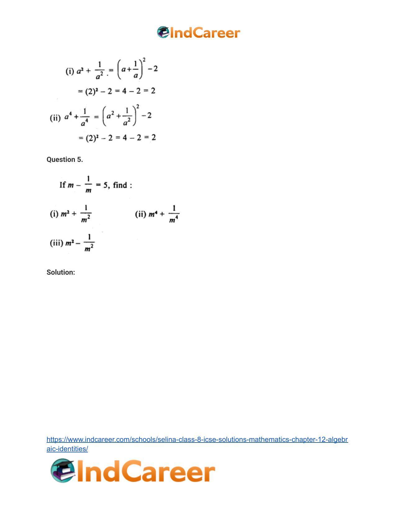 Selina Class 8 ICSE Solutions Mathematics : Chapter 12- Algebraic Identities - Page 48