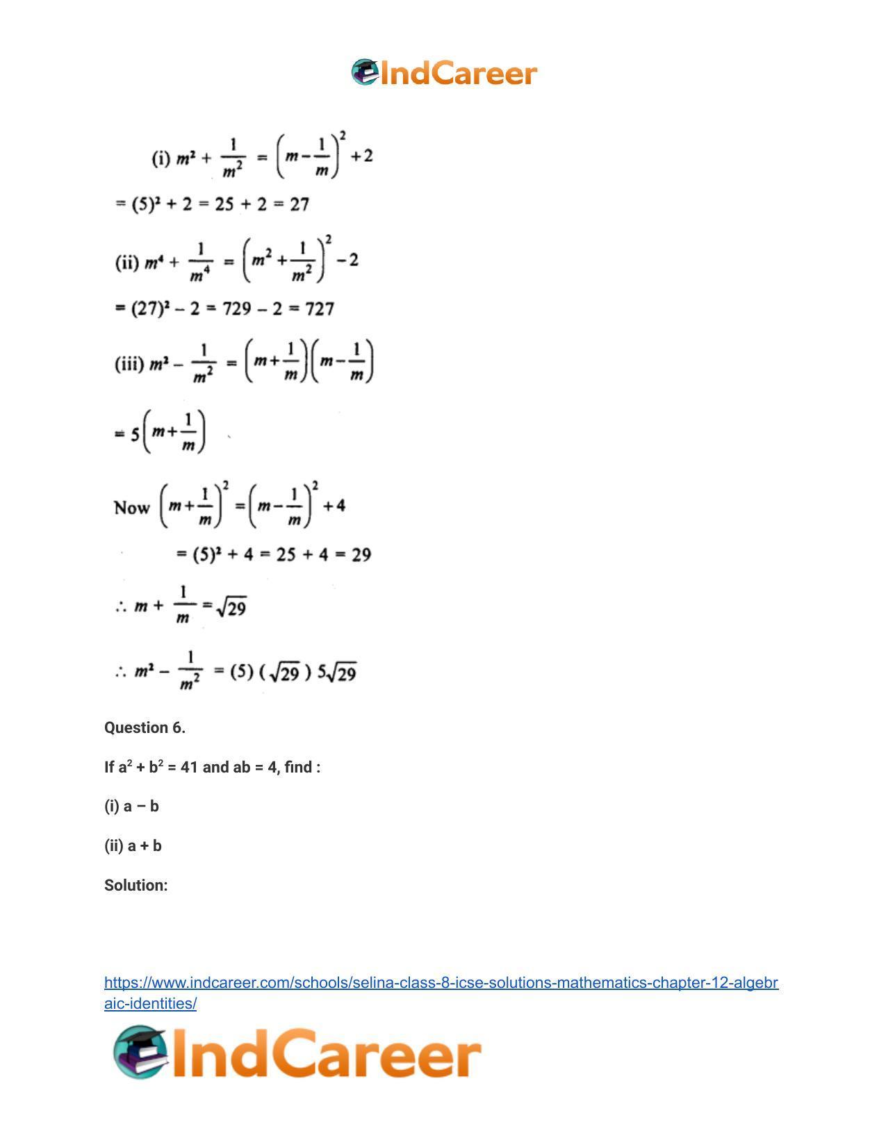 Selina Class 8 ICSE Solutions Mathematics : Chapter 12- Algebraic Identities - Page 49