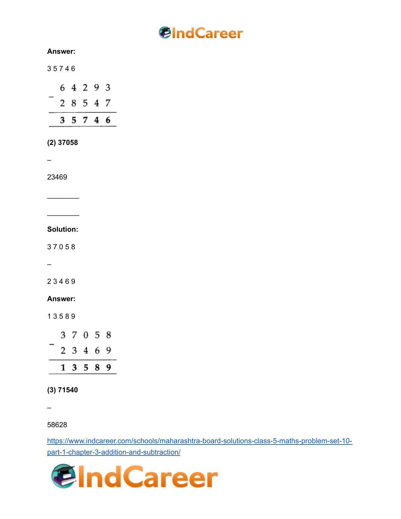 Maharashtra Board Solutions Class 5-Maths (Problem Set 10) - Part 1: Chapter 3- Addition and Subtraction - Page 3