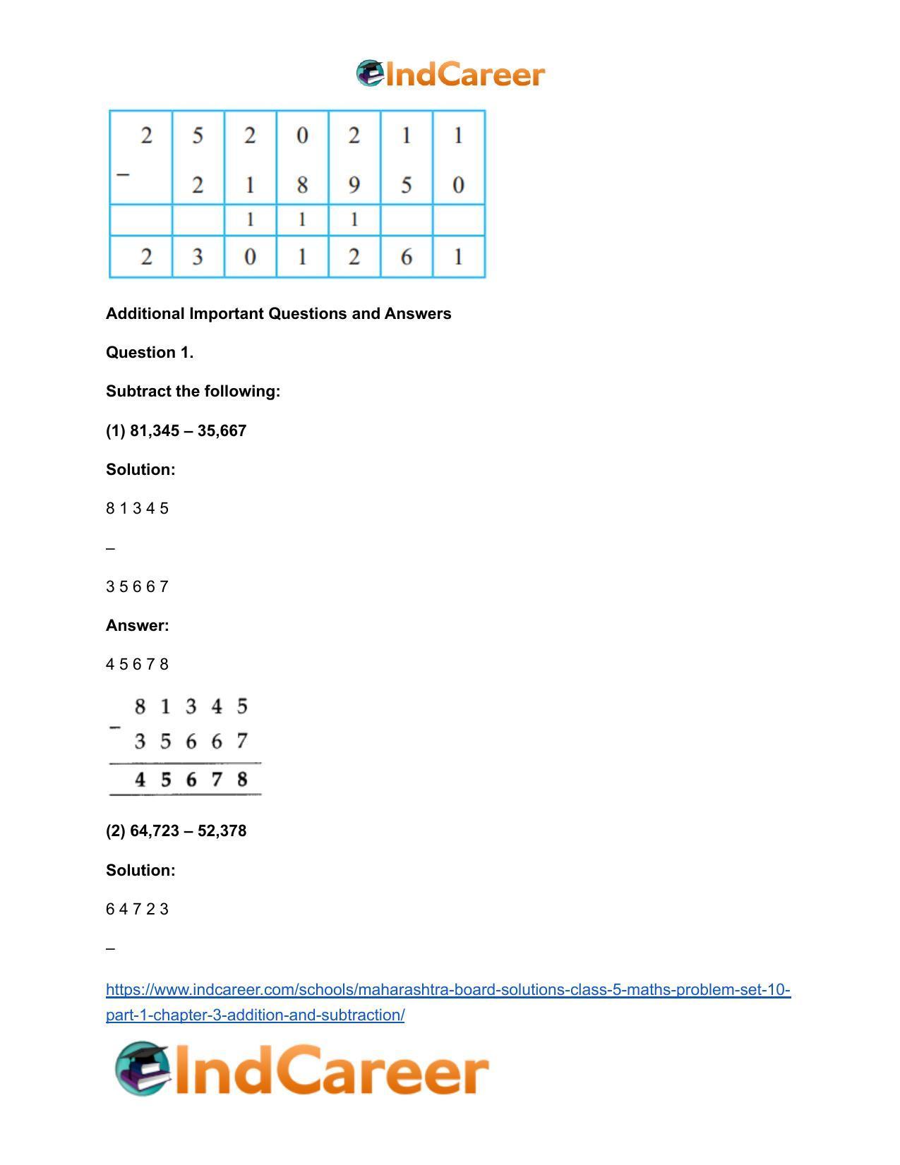 Maharashtra Board Solutions Class 5-Maths (Problem Set 10) - Part 1: Chapter 3- Addition and Subtraction - Page 7