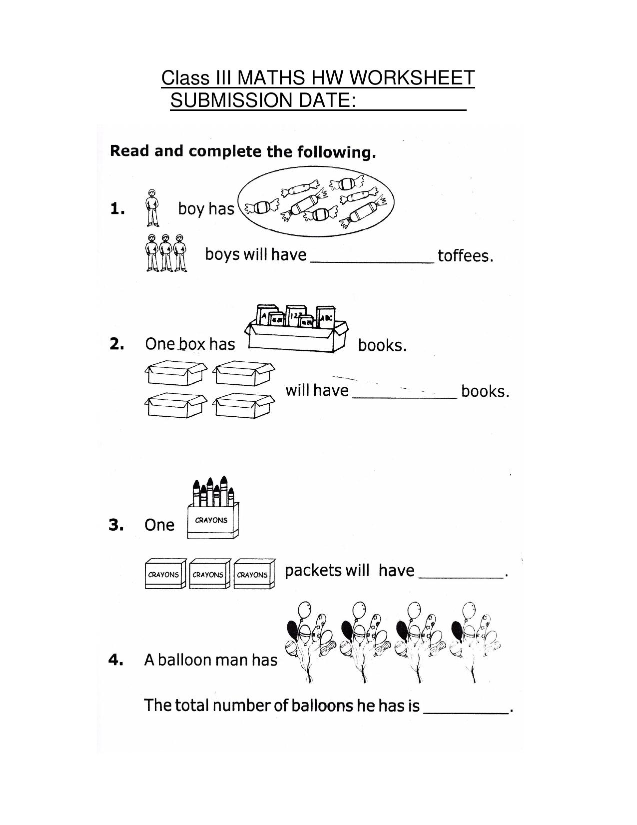 Worksheet for Class 3 Mathematics Count Assignment - Page 1