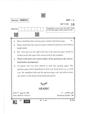 CBSE Class 12 16_Arabic 2023 Question Paper