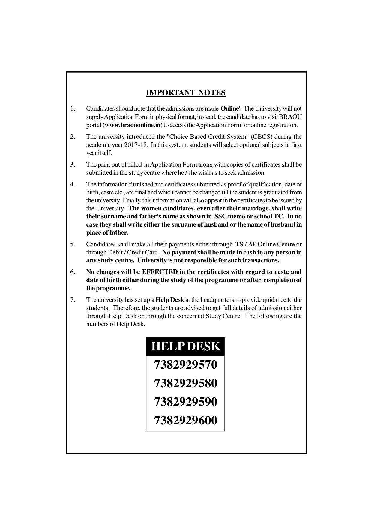 Dr. B.R. Ambedkar Open University (BRAOU) Hyderabad UG Prospectus - Page 4
