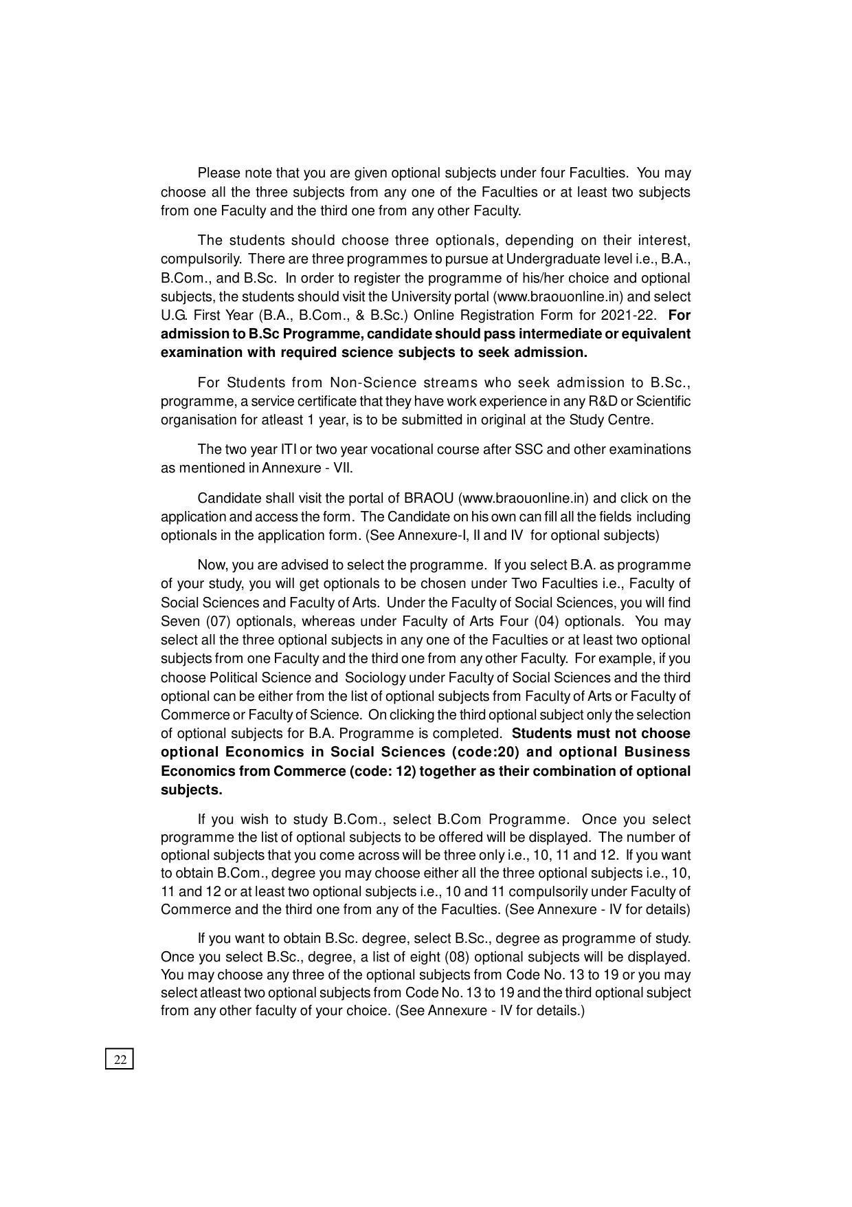 Dr. B.R. Ambedkar Open University (BRAOU) Hyderabad UG Prospectus - Page 30