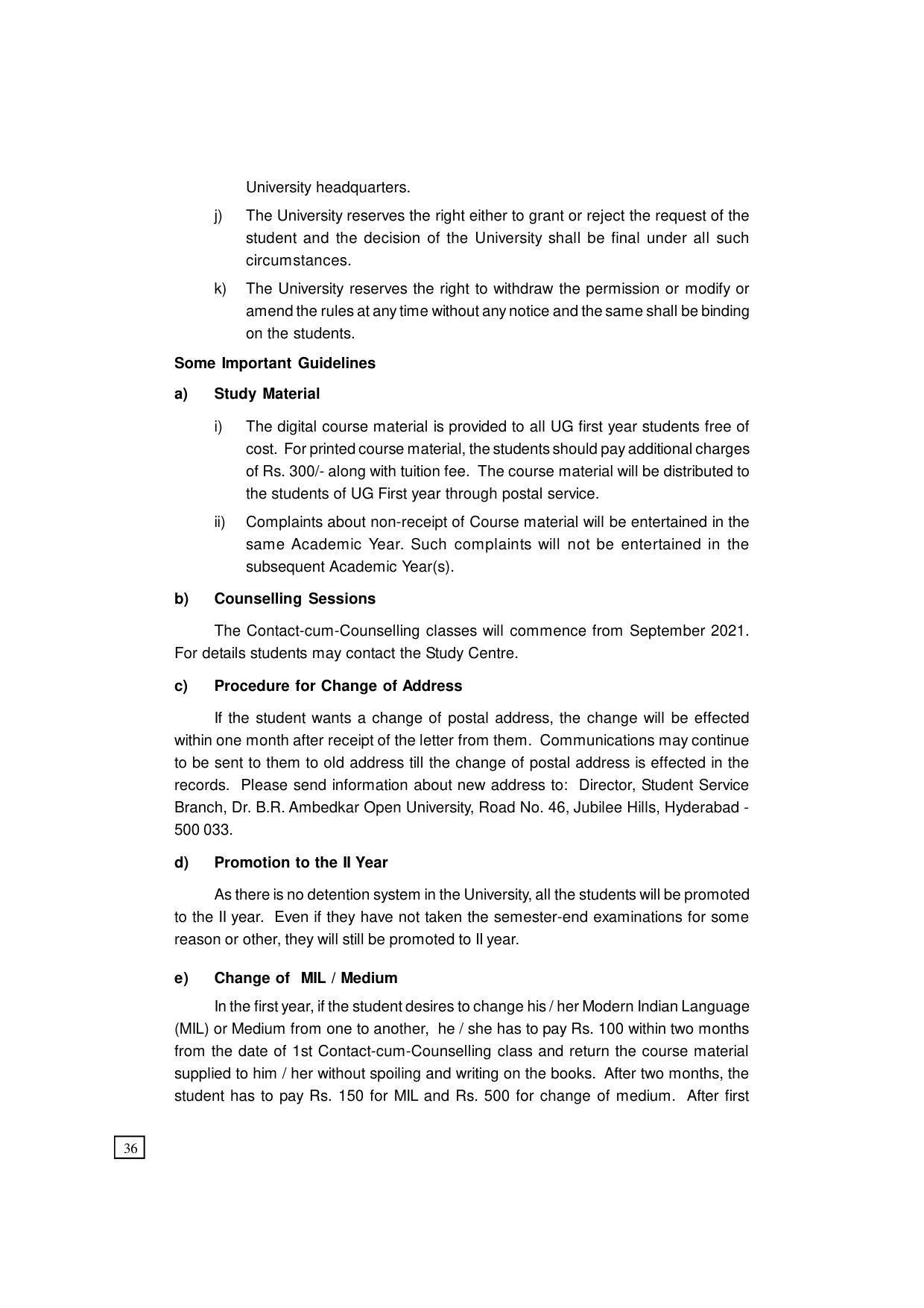 Dr. B.R. Ambedkar Open University (BRAOU) Hyderabad UG Prospectus - Page 44