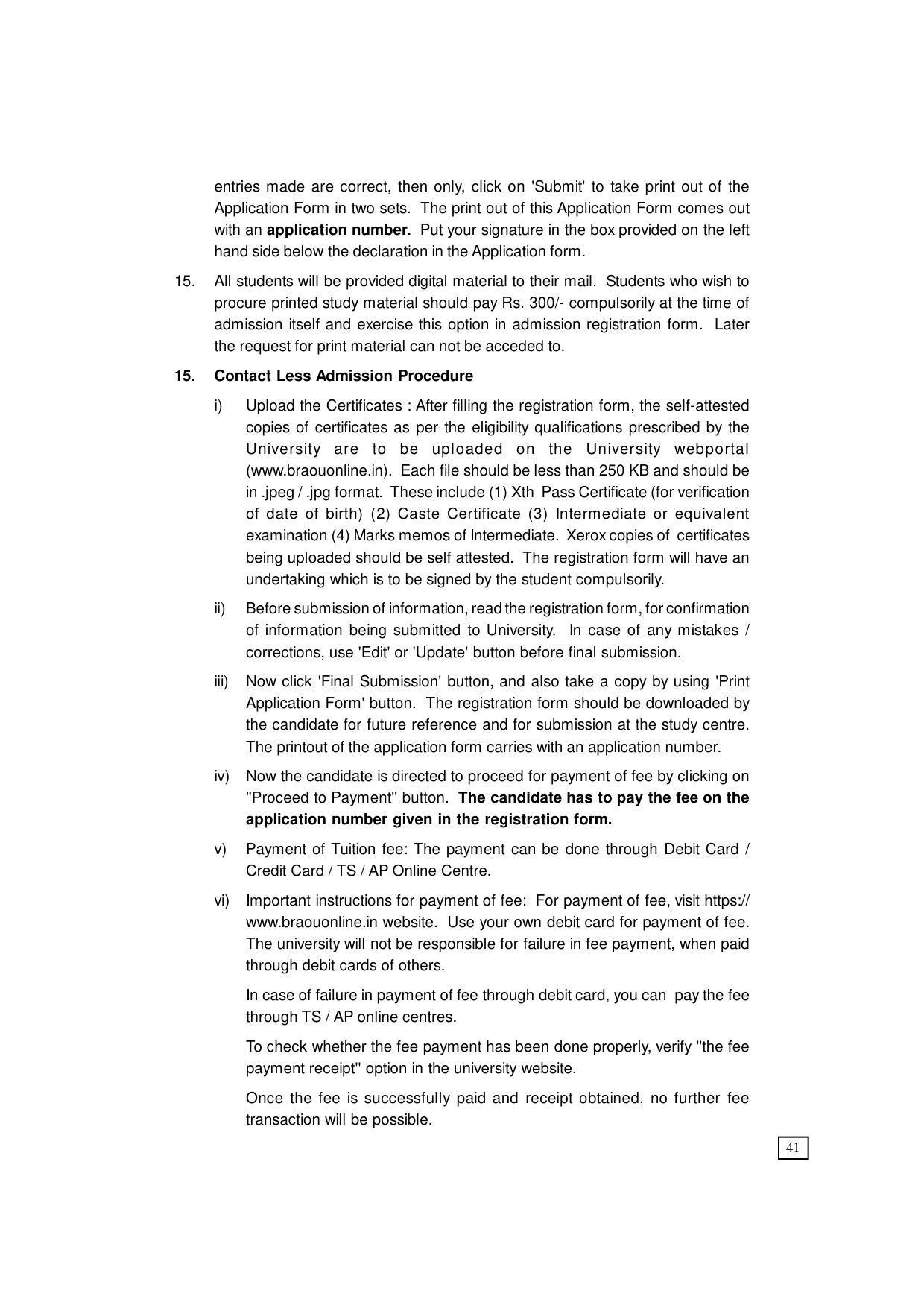 Dr. B.R. Ambedkar Open University (BRAOU) Hyderabad UG Prospectus - Page 49
