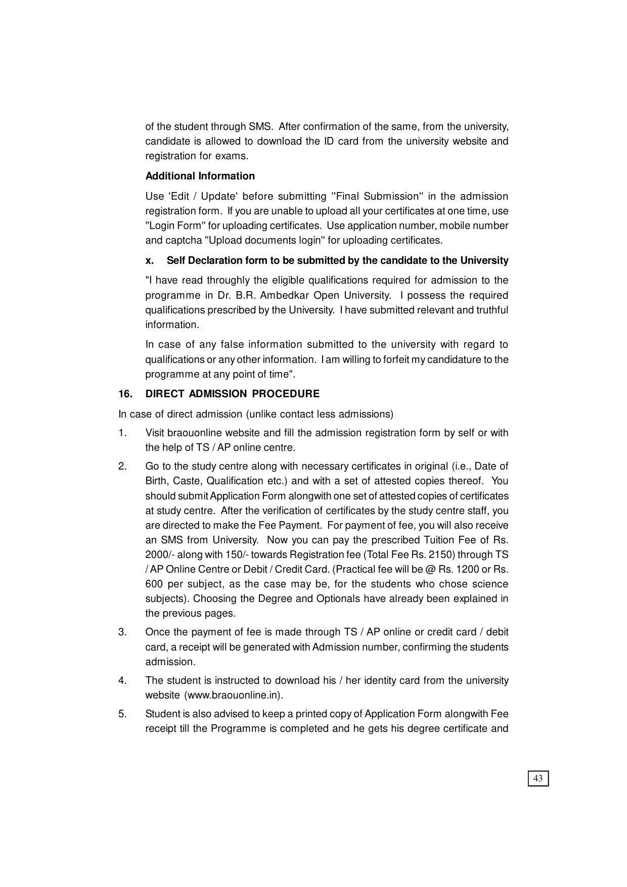 Dr. B.R. Ambedkar Open University (BRAOU) Hyderabad UG Prospectus - Page 51