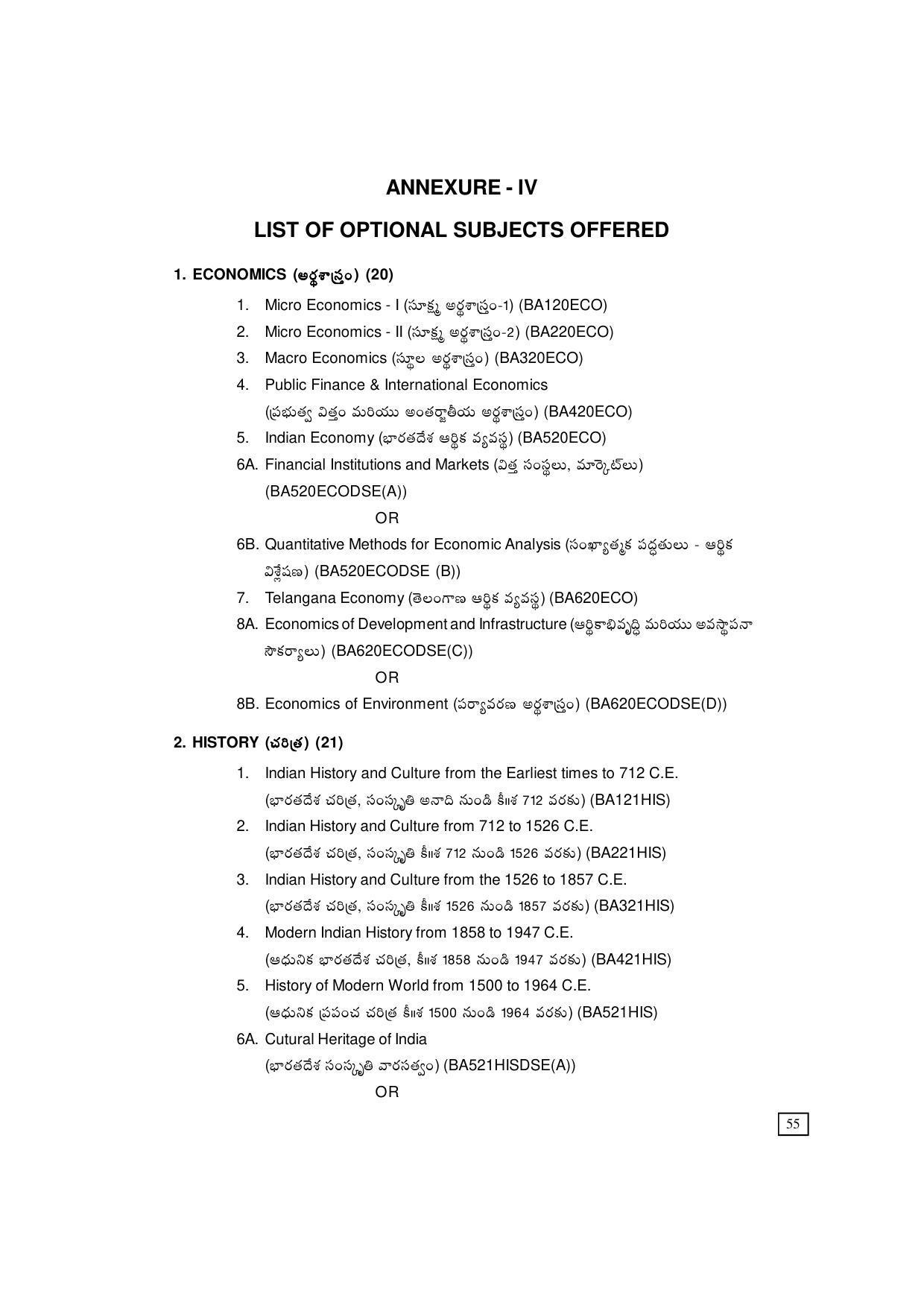 Dr. B.R. Ambedkar Open University (BRAOU) Hyderabad UG Prospectus - Page 65
