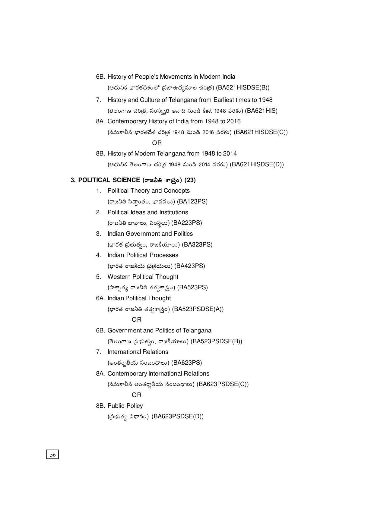 Dr. B.R. Ambedkar Open University (BRAOU) Hyderabad UG Prospectus - Page 66