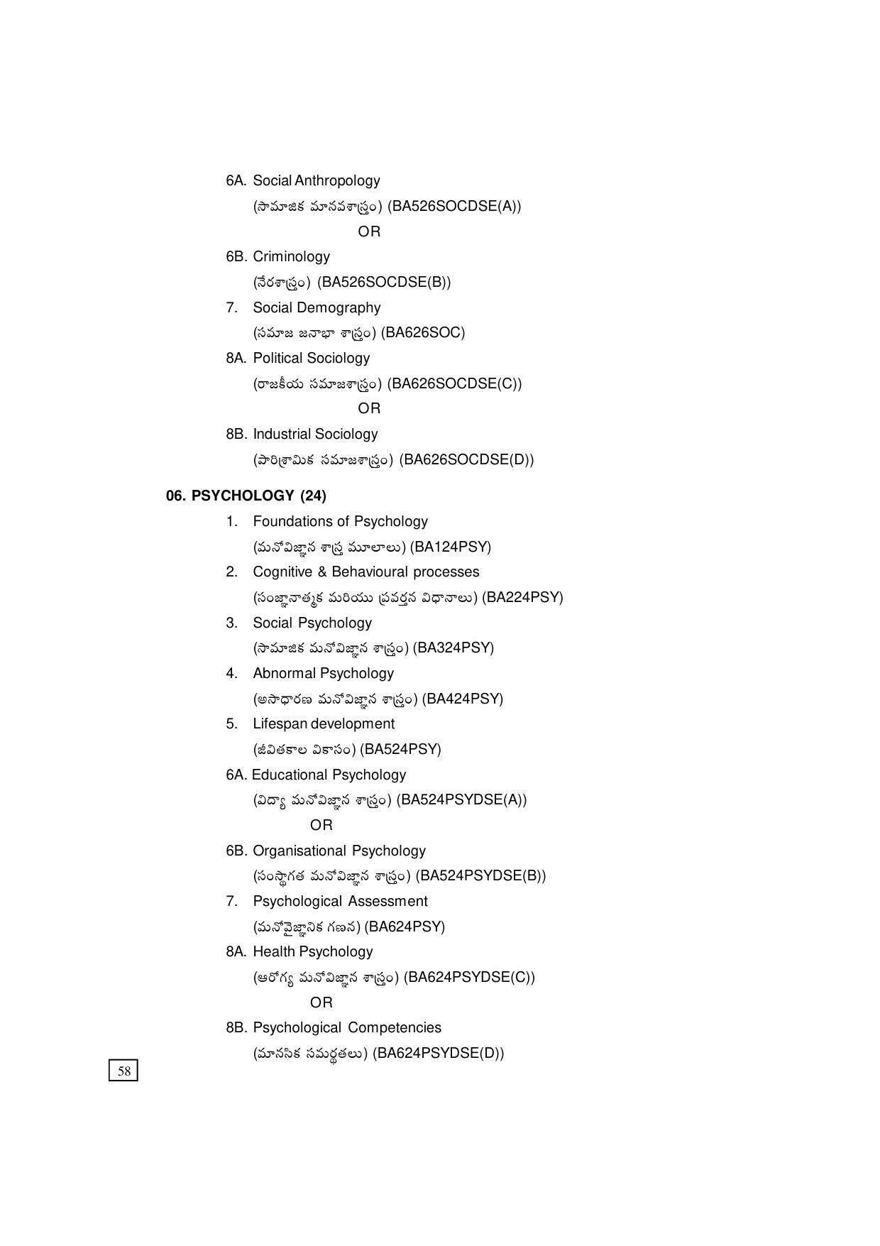 Dr. B.R. Ambedkar Open University (BRAOU) Hyderabad UG Prospectus - Page 68