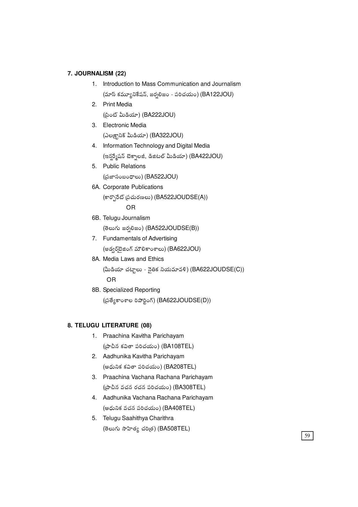 Dr. B.R. Ambedkar Open University (BRAOU) Hyderabad UG Prospectus - Page 69