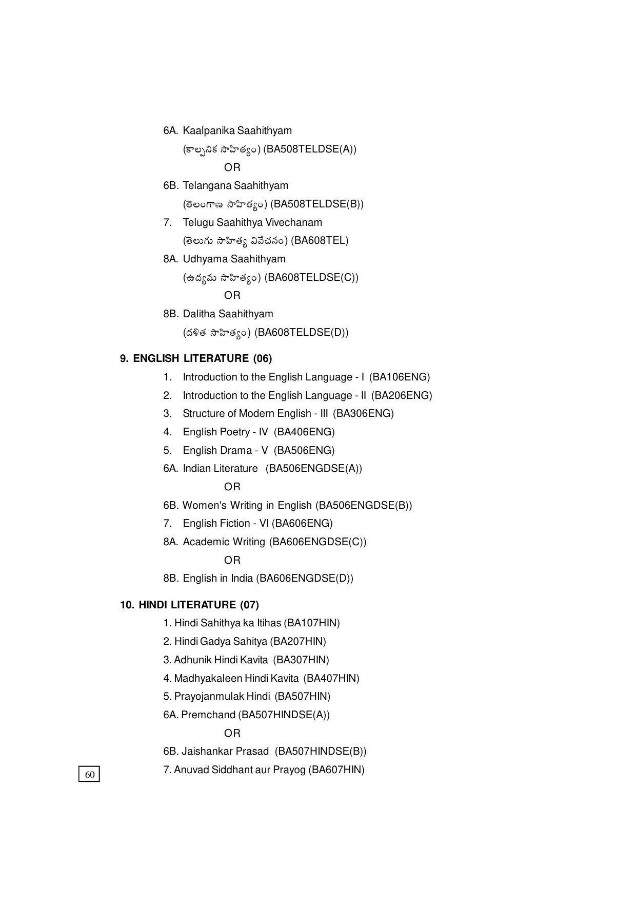 Dr. B.R. Ambedkar Open University (BRAOU) Hyderabad UG Prospectus - Page 70