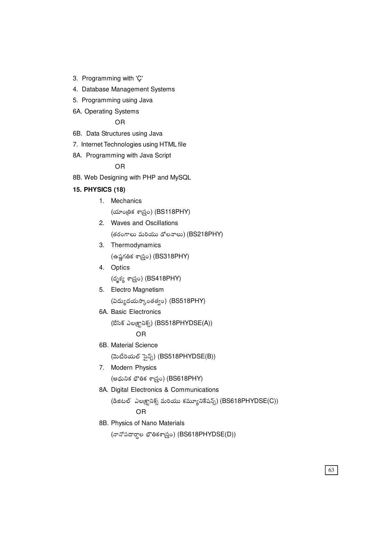 Dr. B.R. Ambedkar Open University (BRAOU) Hyderabad UG Prospectus - Page 73
