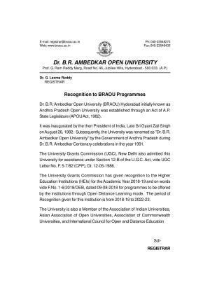 Dr. B.R. Ambedkar Open University (BRAOU) Hyderabad UG Prospectus