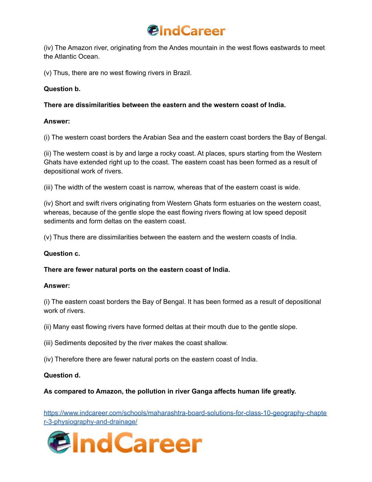 Maharashtra Board Solutions for Class 10- Geography: Chapter 3- Physiography and Drainage - Page 11