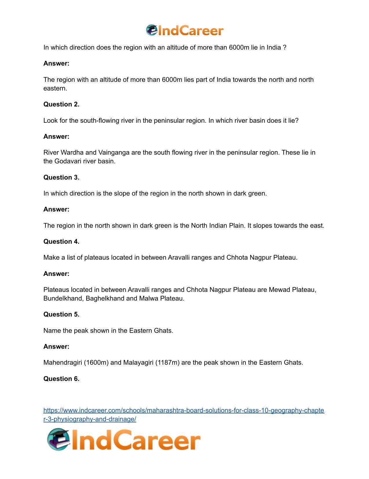 Maharashtra Board Solutions for Class 10- Geography: Chapter 3- Physiography and Drainage - Page 15