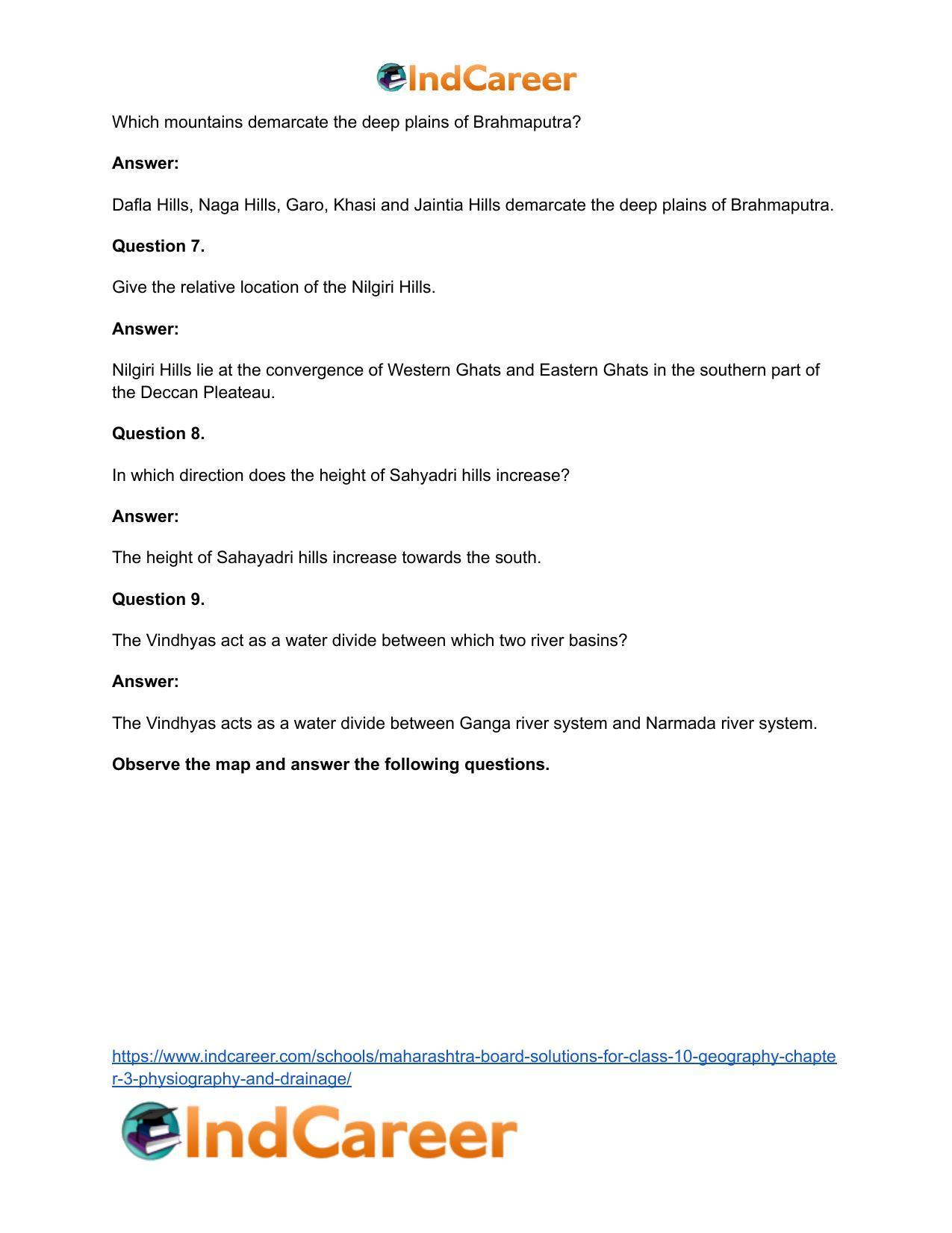 Maharashtra Board Solutions for Class 10- Geography: Chapter 3- Physiography and Drainage - Page 16