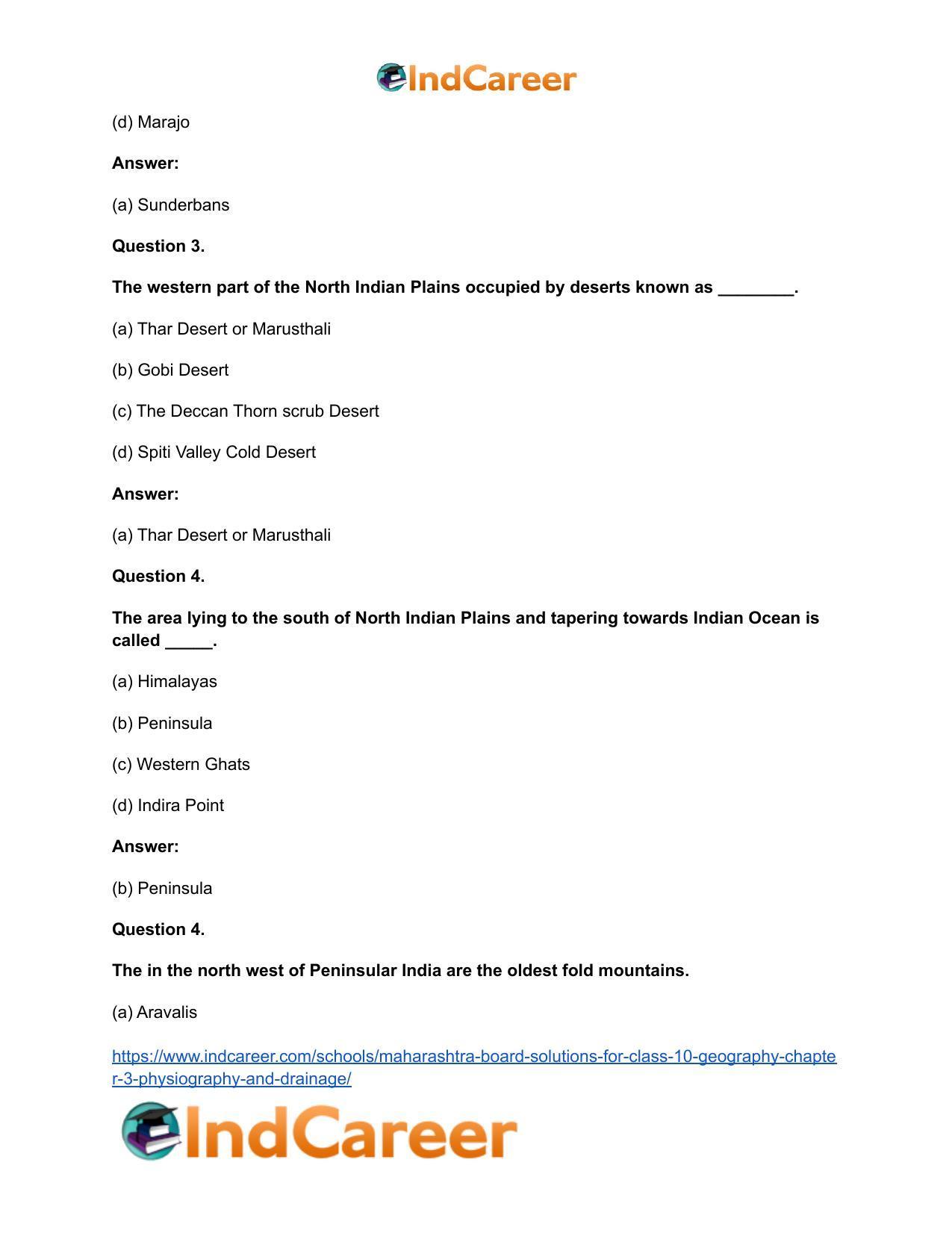 Maharashtra Board Solutions for Class 10- Geography: Chapter 3- Physiography and Drainage - Page 29