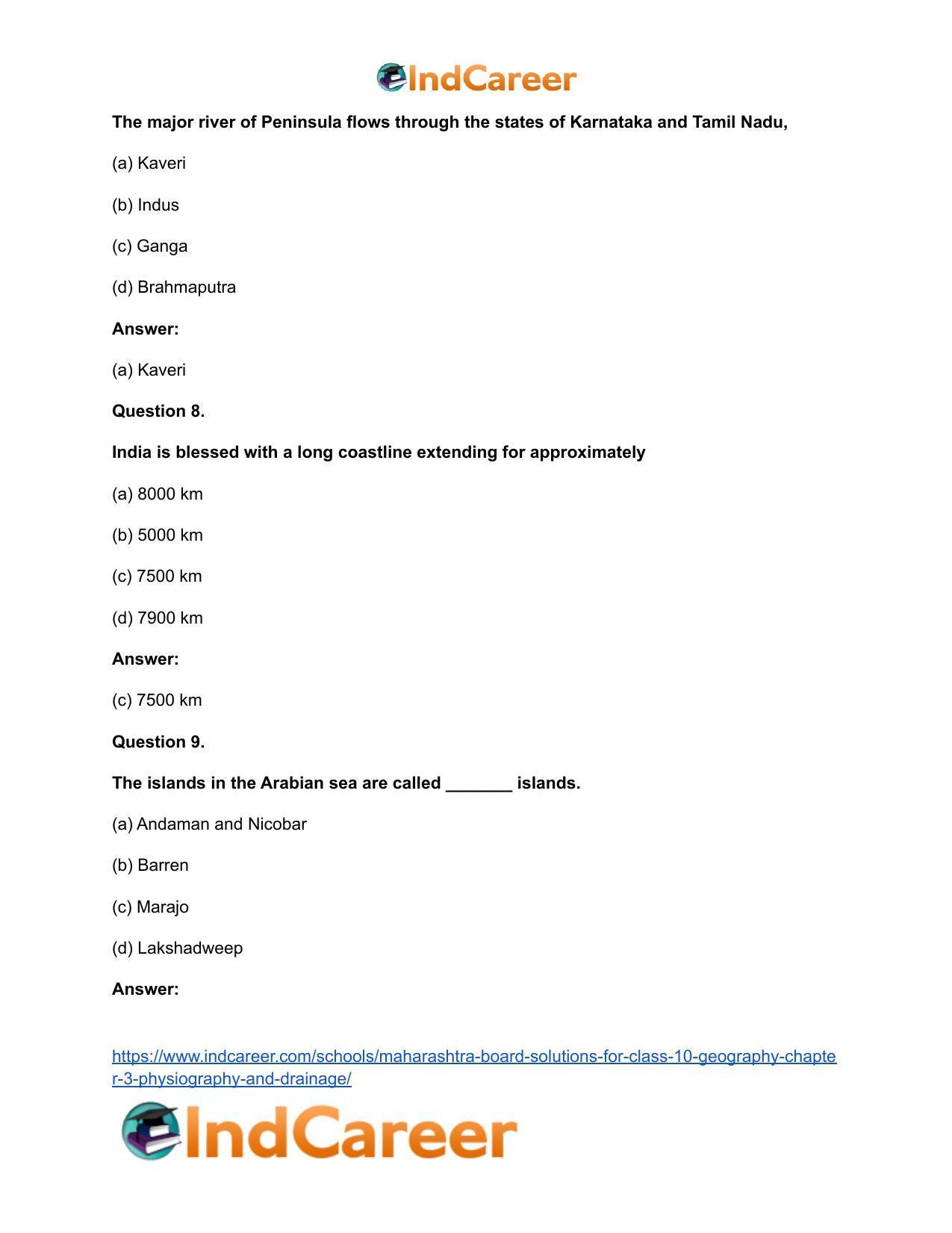 Maharashtra Board Solutions for Class 10- Geography: Chapter 3- Physiography and Drainage - Page 31