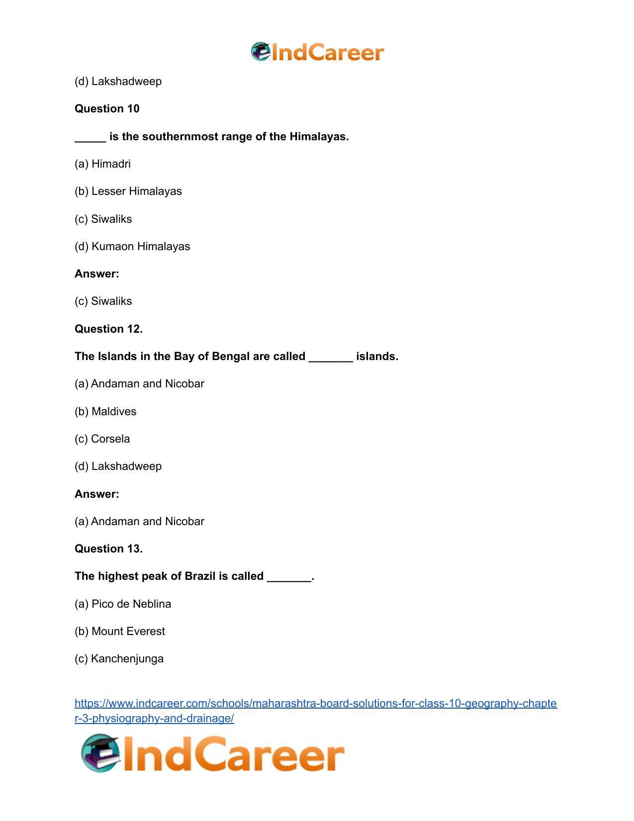 Maharashtra Board Solutions for Class 10- Geography: Chapter 3- Physiography and Drainage - Page 32