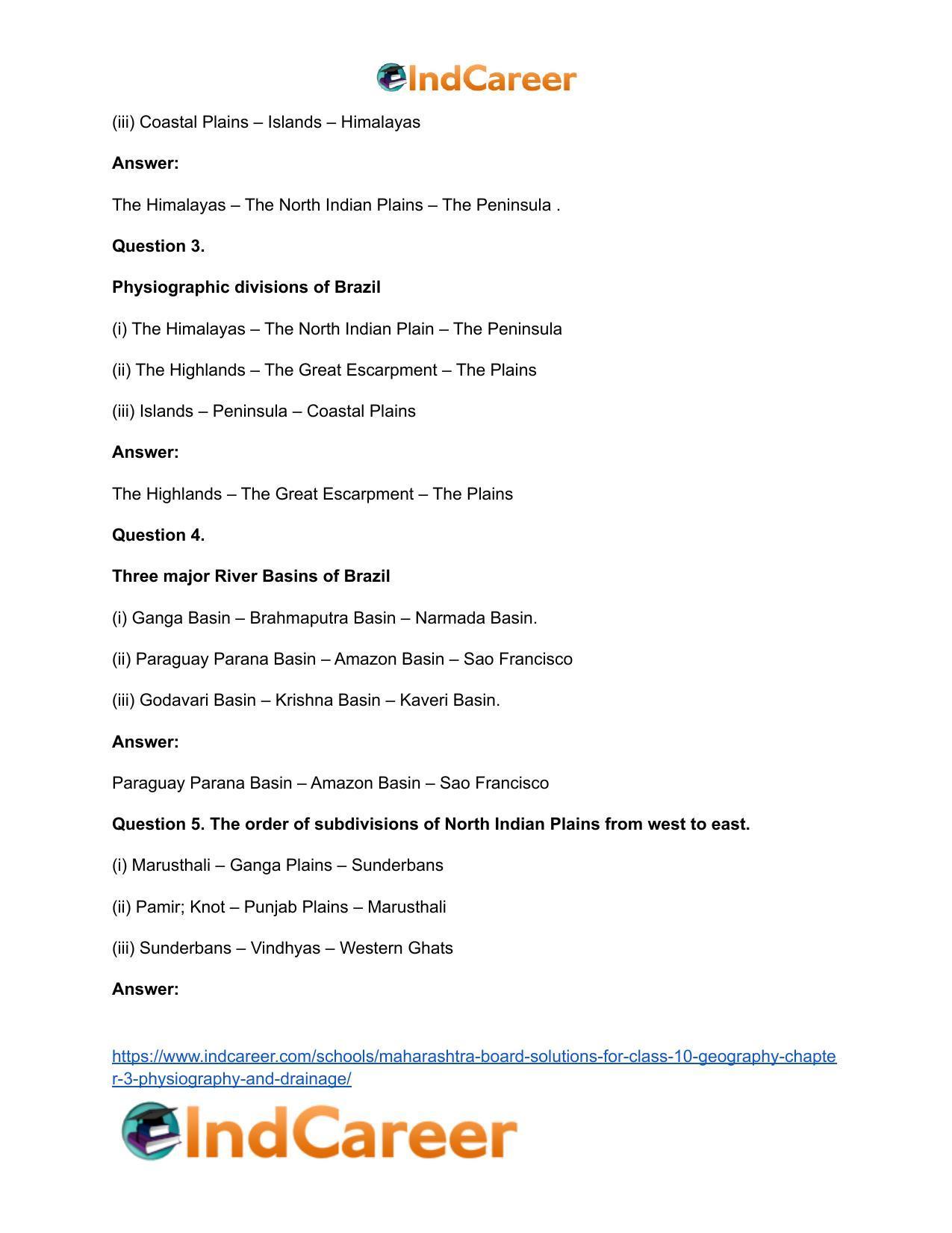 Maharashtra Board Solutions for Class 10- Geography: Chapter 3- Physiography and Drainage - Page 37