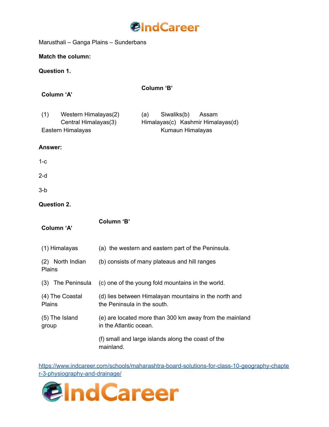 Maharashtra Board Solutions for Class 10- Geography: Chapter 3- Physiography and Drainage - Page 38