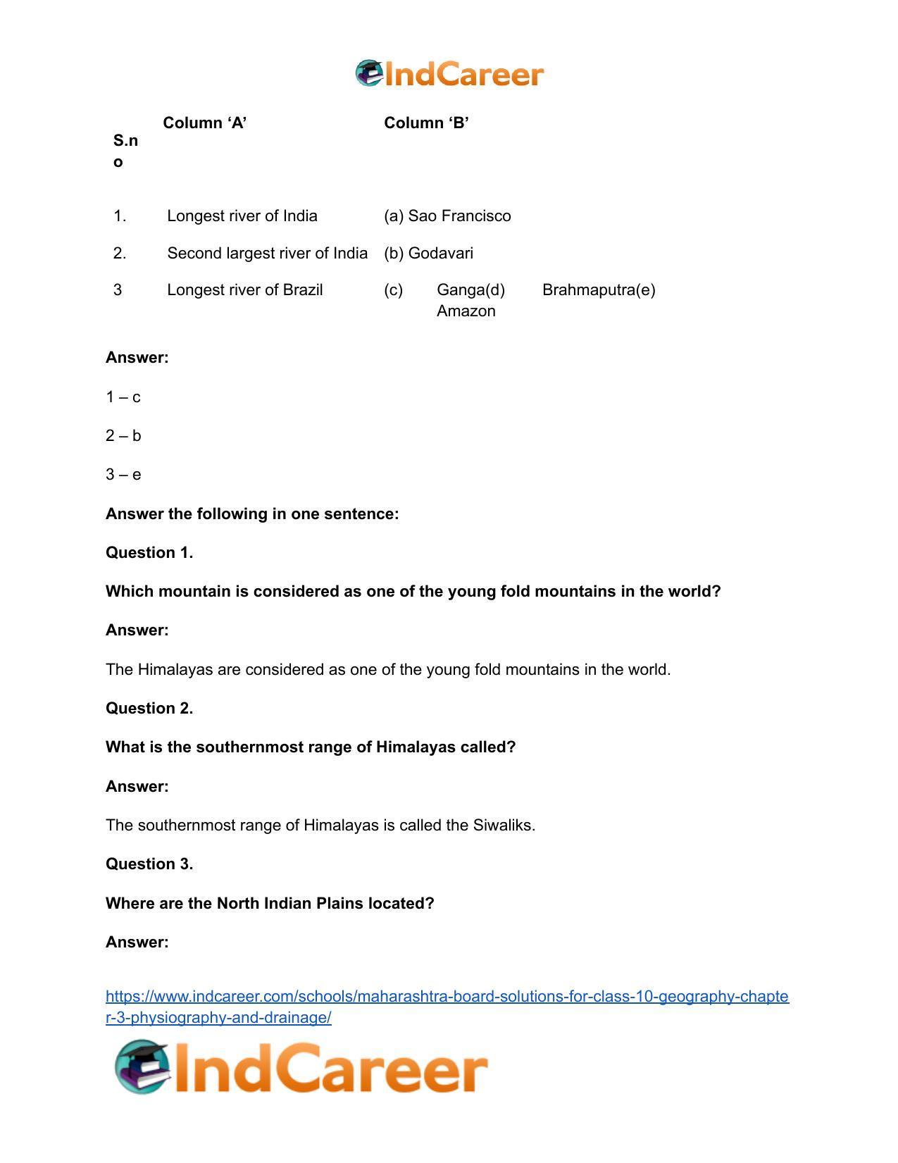 Maharashtra Board Solutions for Class 10- Geography: Chapter 3- Physiography and Drainage - Page 40