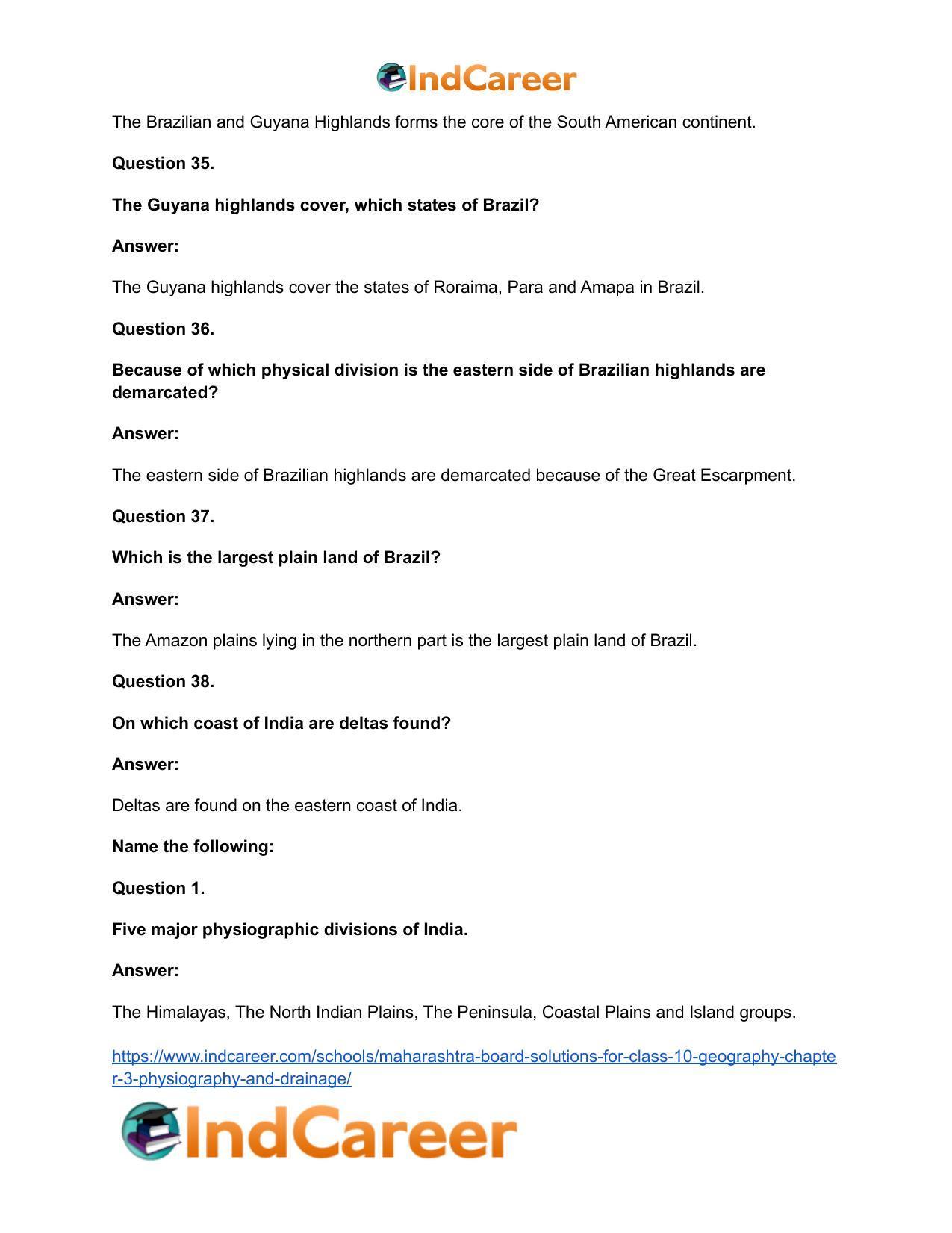 Maharashtra Board Solutions for Class 10- Geography: Chapter 3- Physiography and Drainage - Page 47