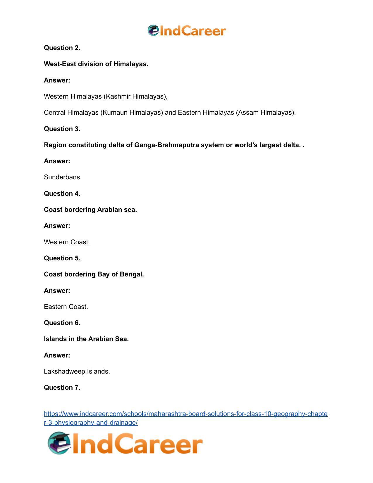 Maharashtra Board Solutions for Class 10- Geography: Chapter 3- Physiography and Drainage - Page 48