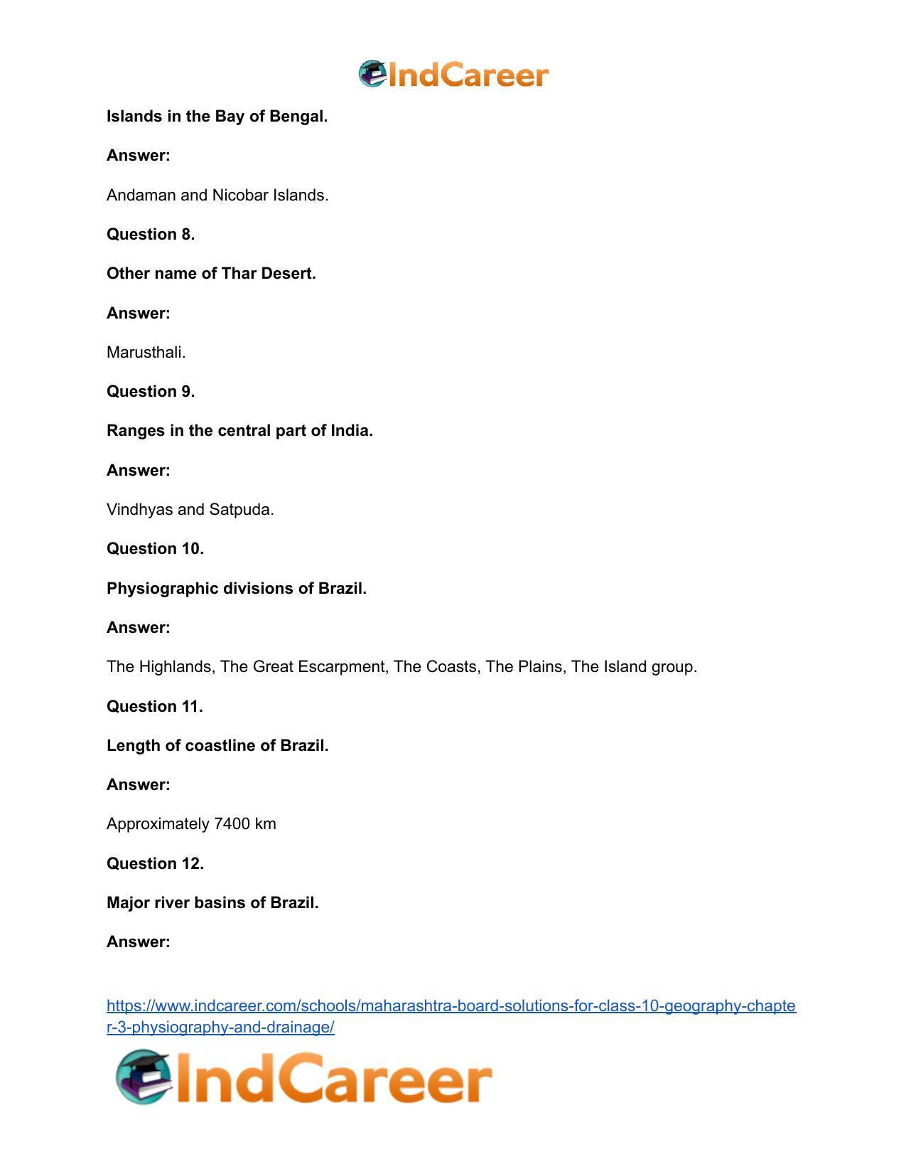 Maharashtra Board Solutions for Class 10- Geography: Chapter 3- Physiography and Drainage - Page 49