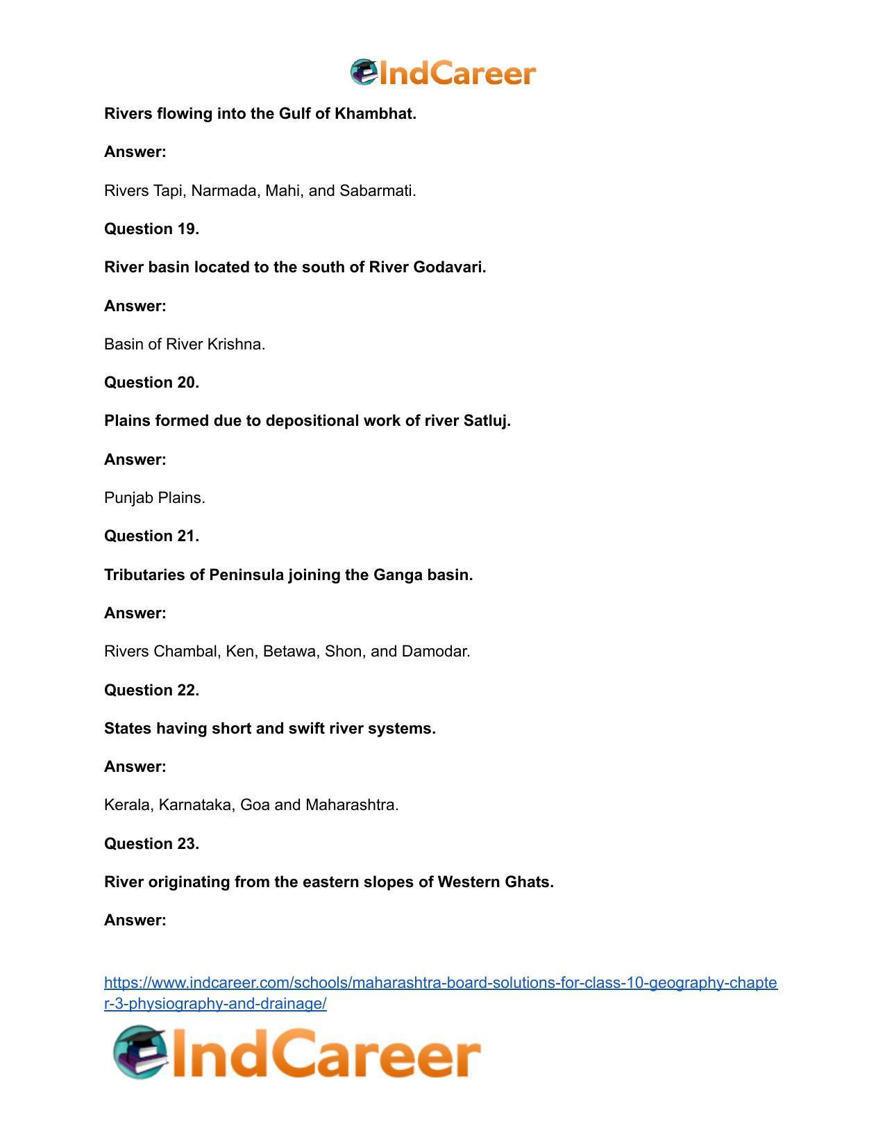 Maharashtra Board Solutions for Class 10- Geography: Chapter 3- Physiography and Drainage - Page 51