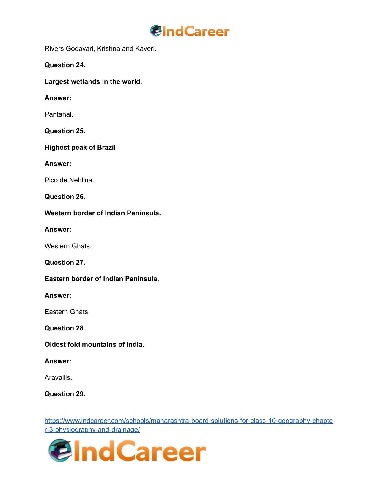 Maharashtra Board Solutions for Class 10- Geography: Chapter 3- Physiography and Drainage - Page 52
