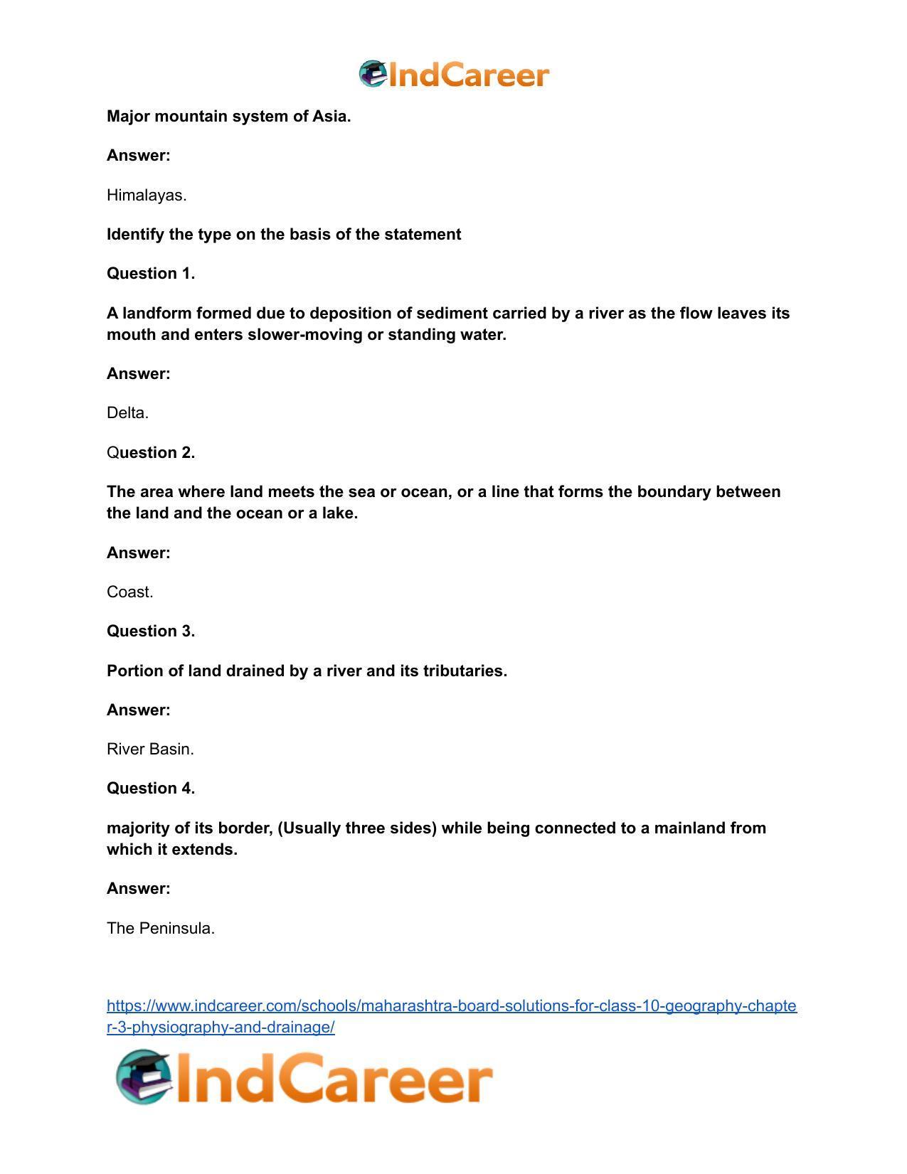 Maharashtra Board Solutions for Class 10- Geography: Chapter 3- Physiography and Drainage - Page 53