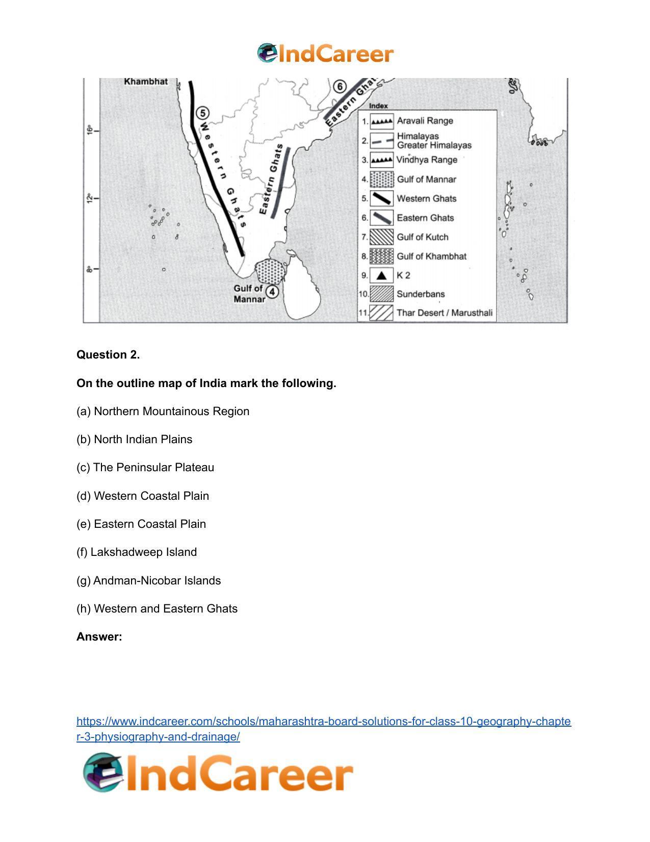 Maharashtra Board Solutions for Class 10- Geography: Chapter 3- Physiography and Drainage - Page 56