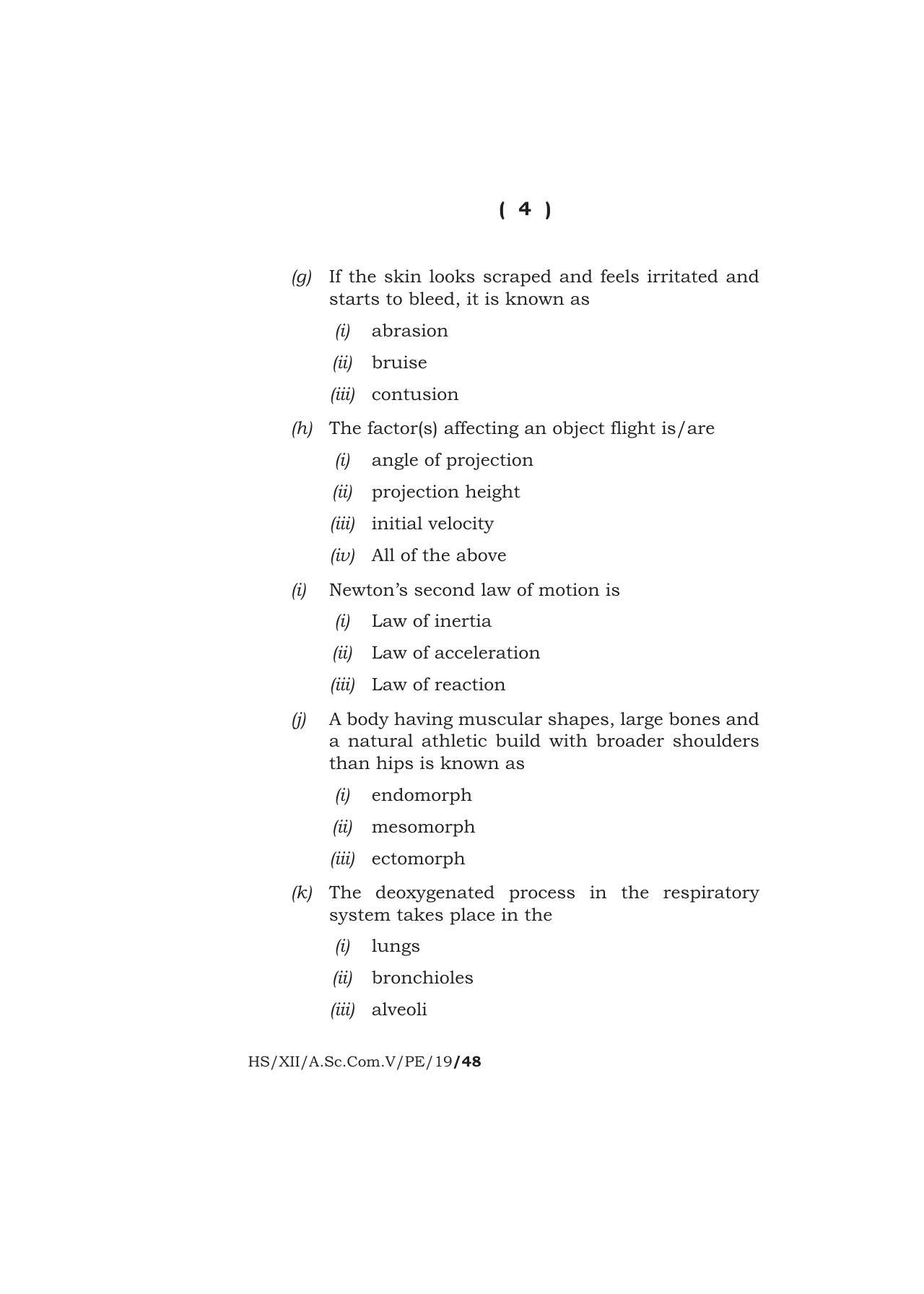 Meghalaya Board (MBOSE) Class 12 PHYSICAL EDUCATION 2019 Question Paper - Page 4