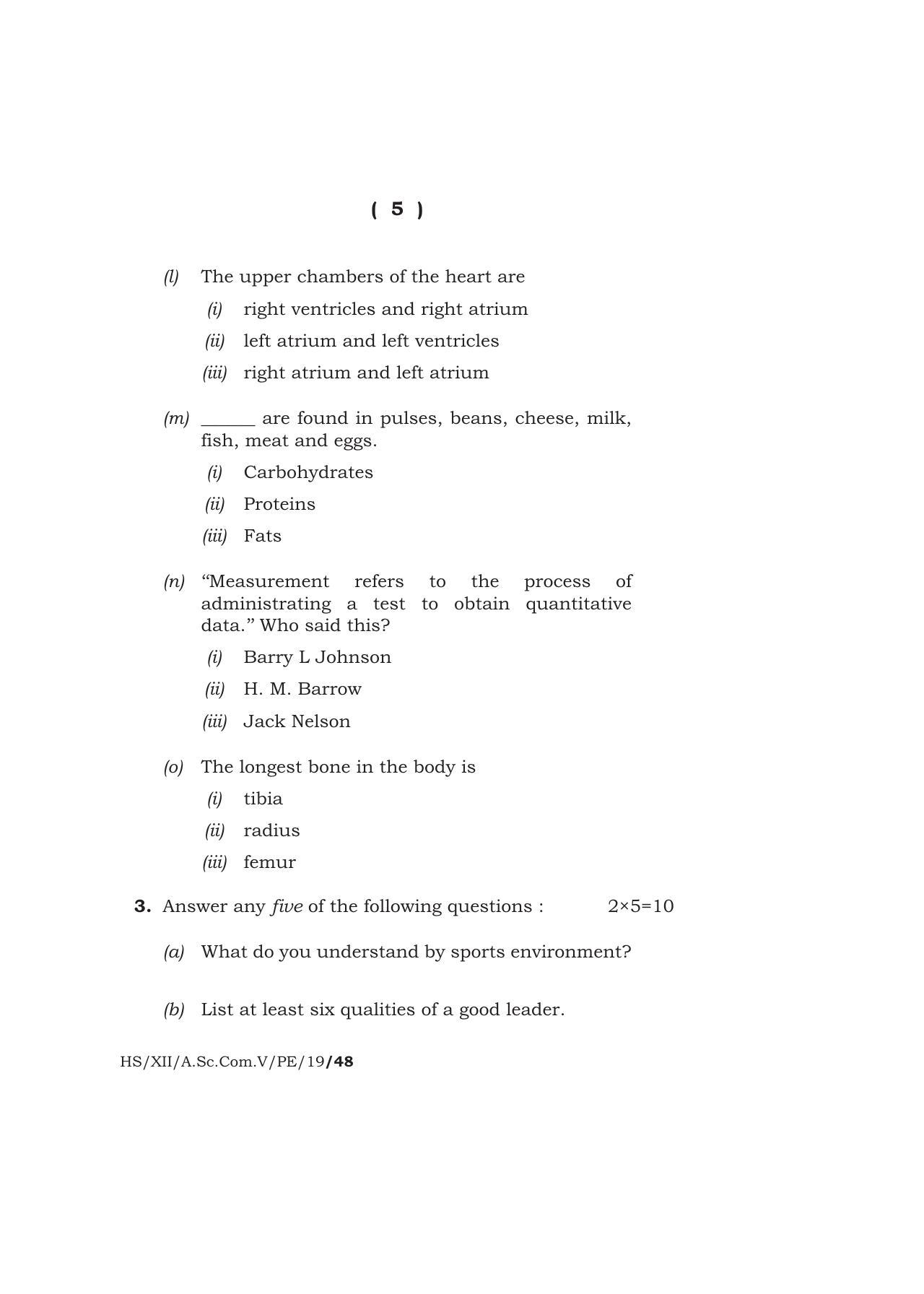Meghalaya Board (MBOSE) Class 12 PHYSICAL EDUCATION 2019 Question Paper - Page 5