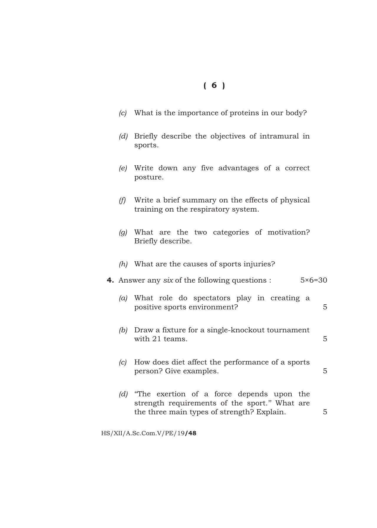 Meghalaya Board (MBOSE) Class 12 PHYSICAL EDUCATION 2019 Question Paper - Page 6
