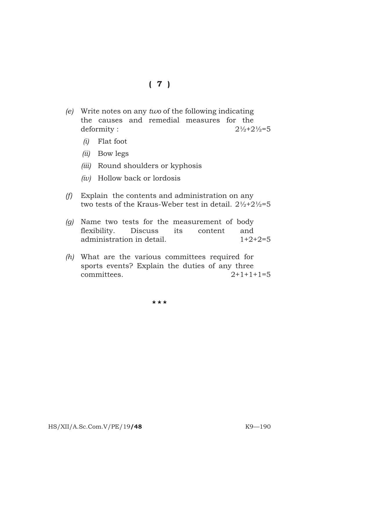 Meghalaya Board (MBOSE) Class 12 PHYSICAL EDUCATION 2019 Question Paper - Page 7