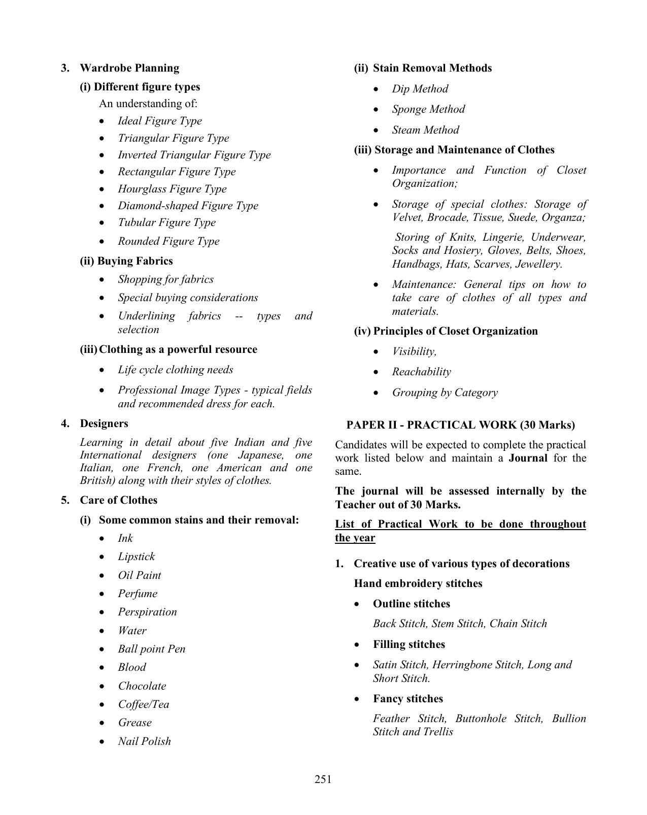 ISC Class XI & XII Fashion Designing Syllabus - Page 2