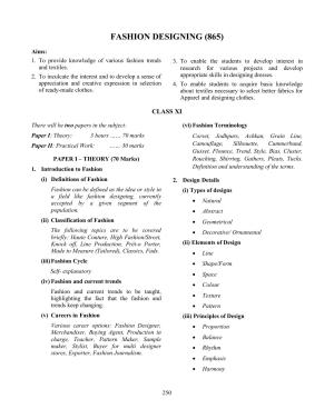 ISC Class XI & XII Fashion Designing Syllabus