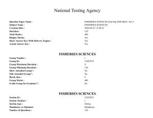 ICAR AIEEA PG 2020 FISHERIES SCIENCES Question Paper