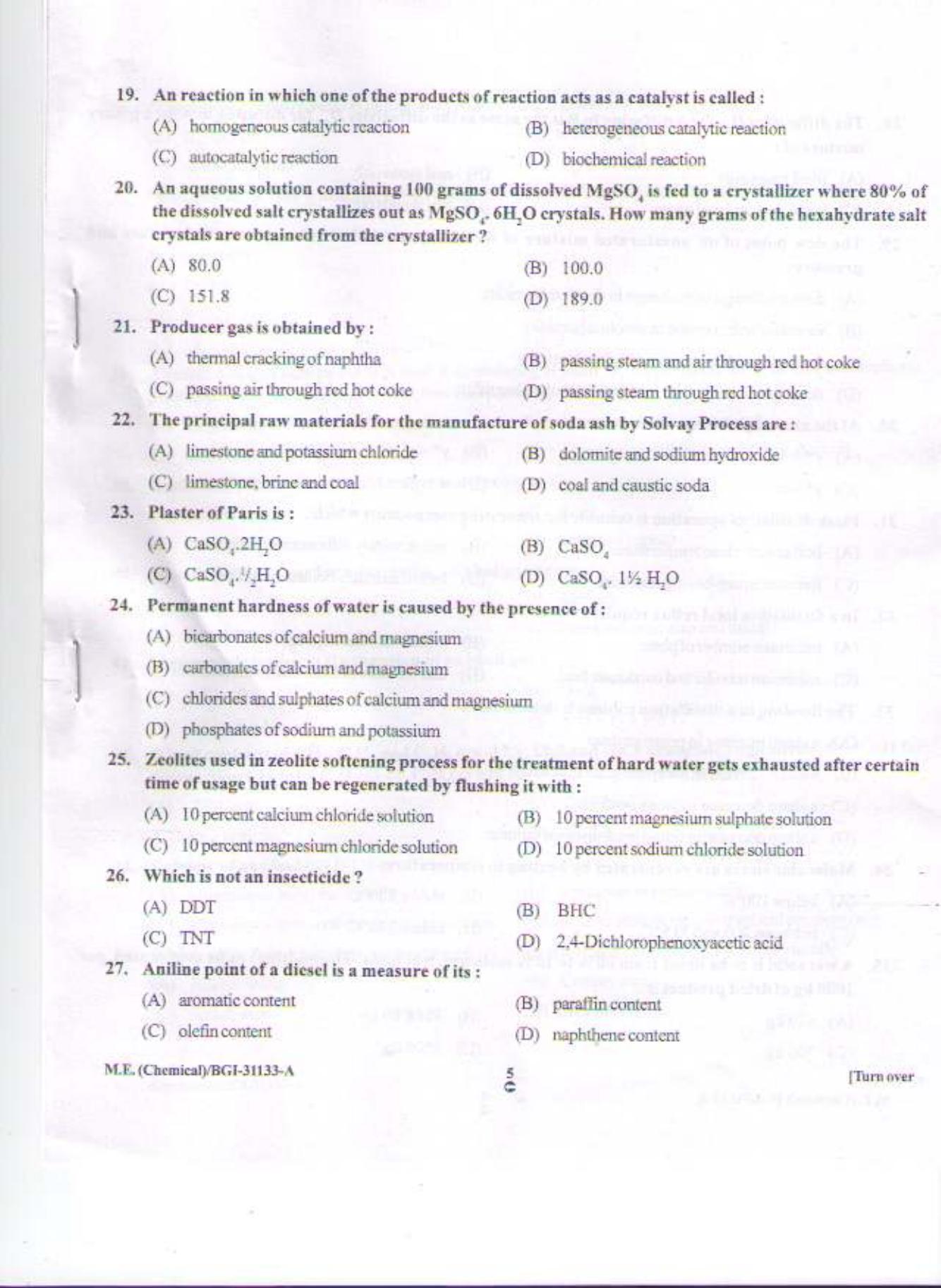 PU CET PG 2015: M.E.(Chemical) Question Paper - Page 4