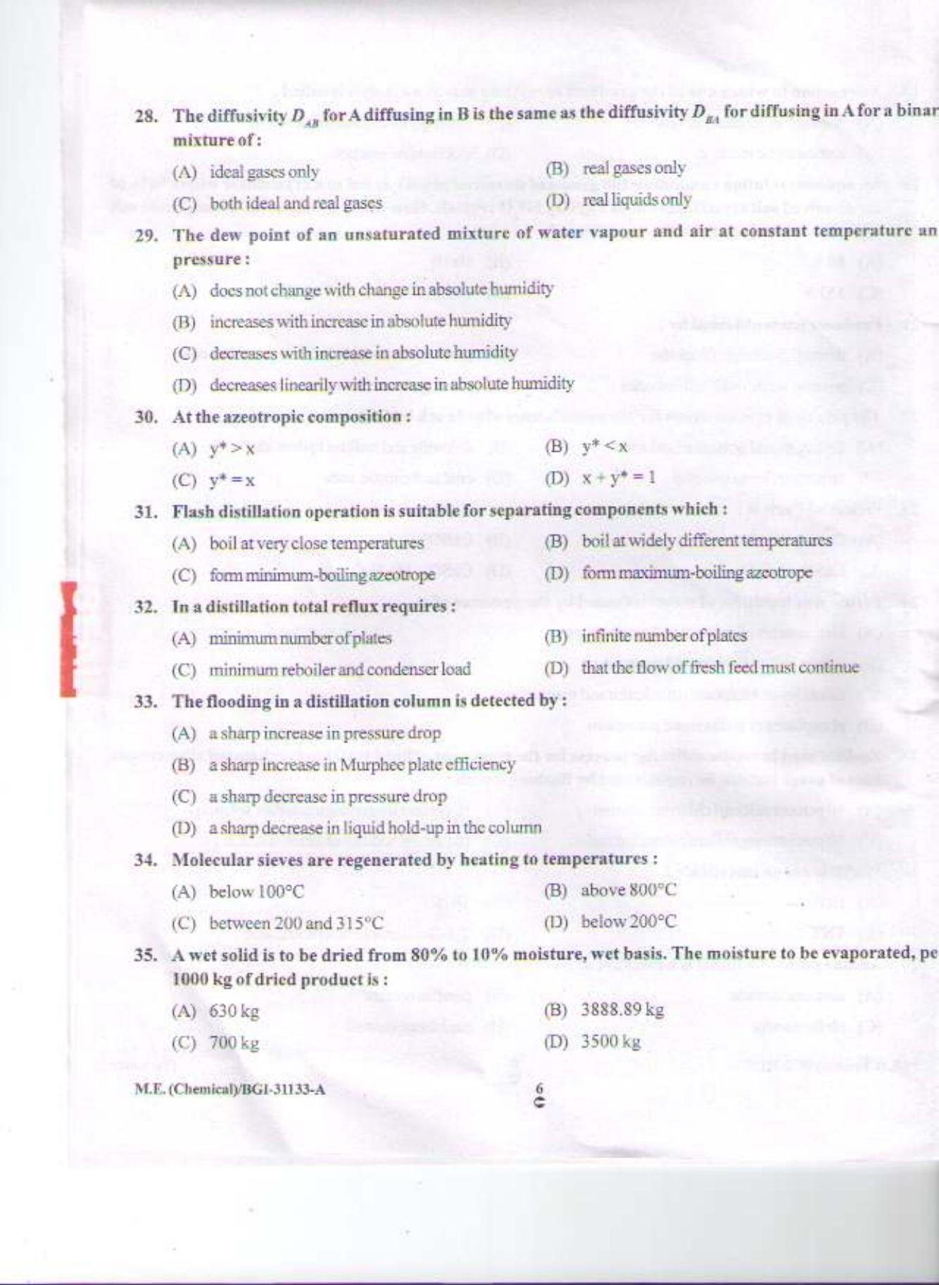 PU CET PG 2015: M.E.(Chemical) Question Paper - Page 5