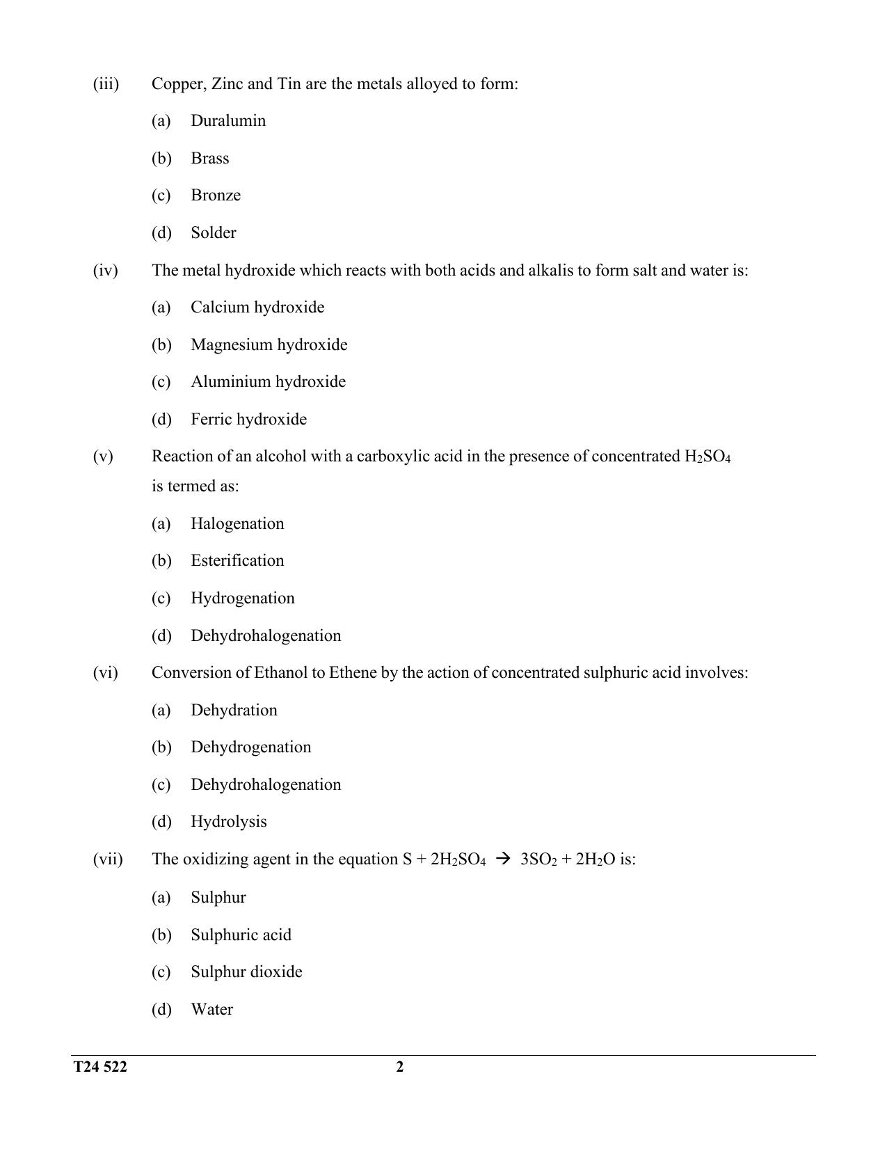 ICSE Class 10 Chemistry 2024 Question Paper - Page 2