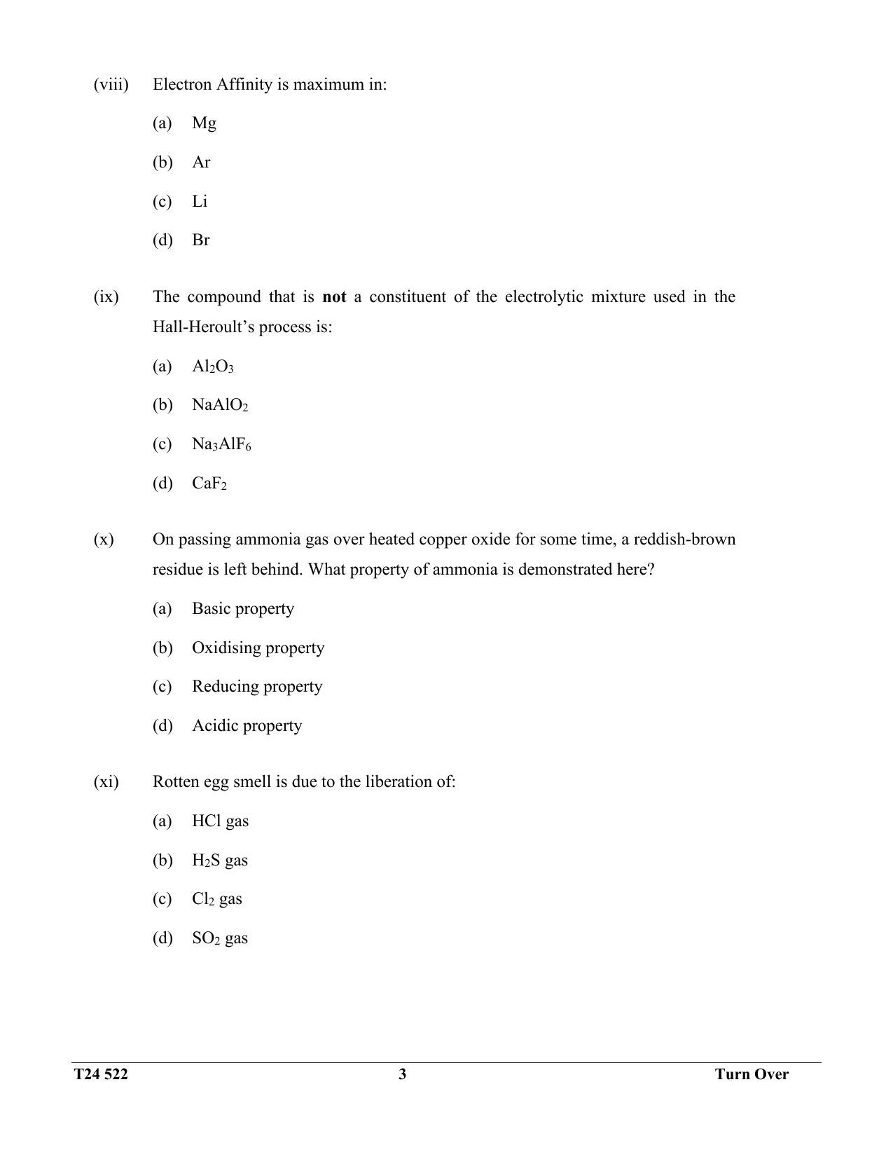 ICSE Class 10 Chemistry 2024 Question Paper - Page 3