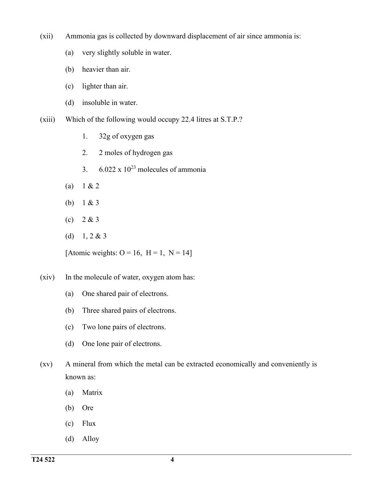 ICSE Class 10 Chemistry 2024 Question Paper - Page 4