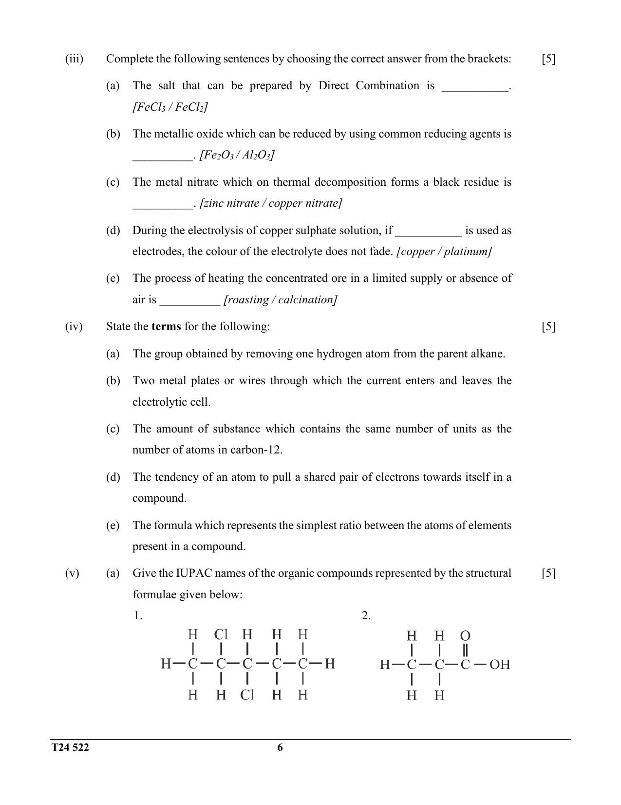 ICSE Class 10 Chemistry 2024 Question Paper - Page 6