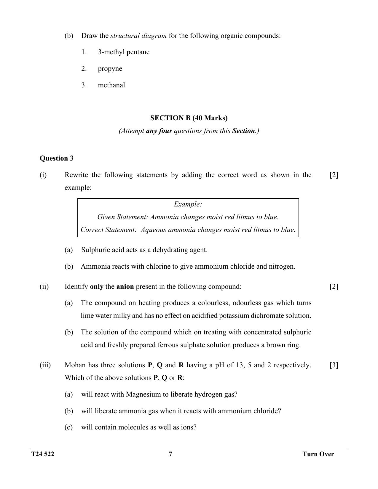 ICSE Class 10 Chemistry 2024 Question Paper - Page 7