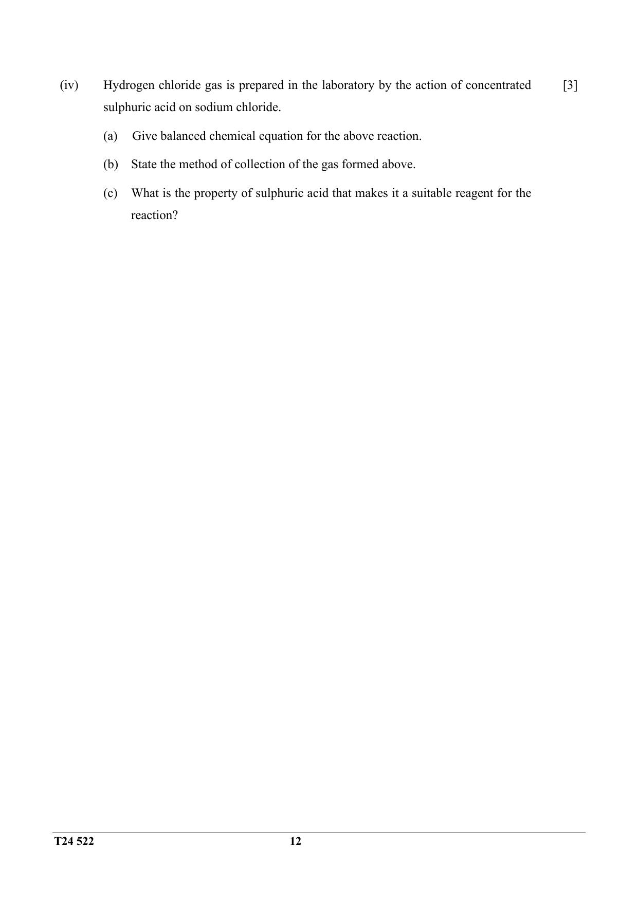 ICSE Class 10 Chemistry 2024 Question Paper - Page 12