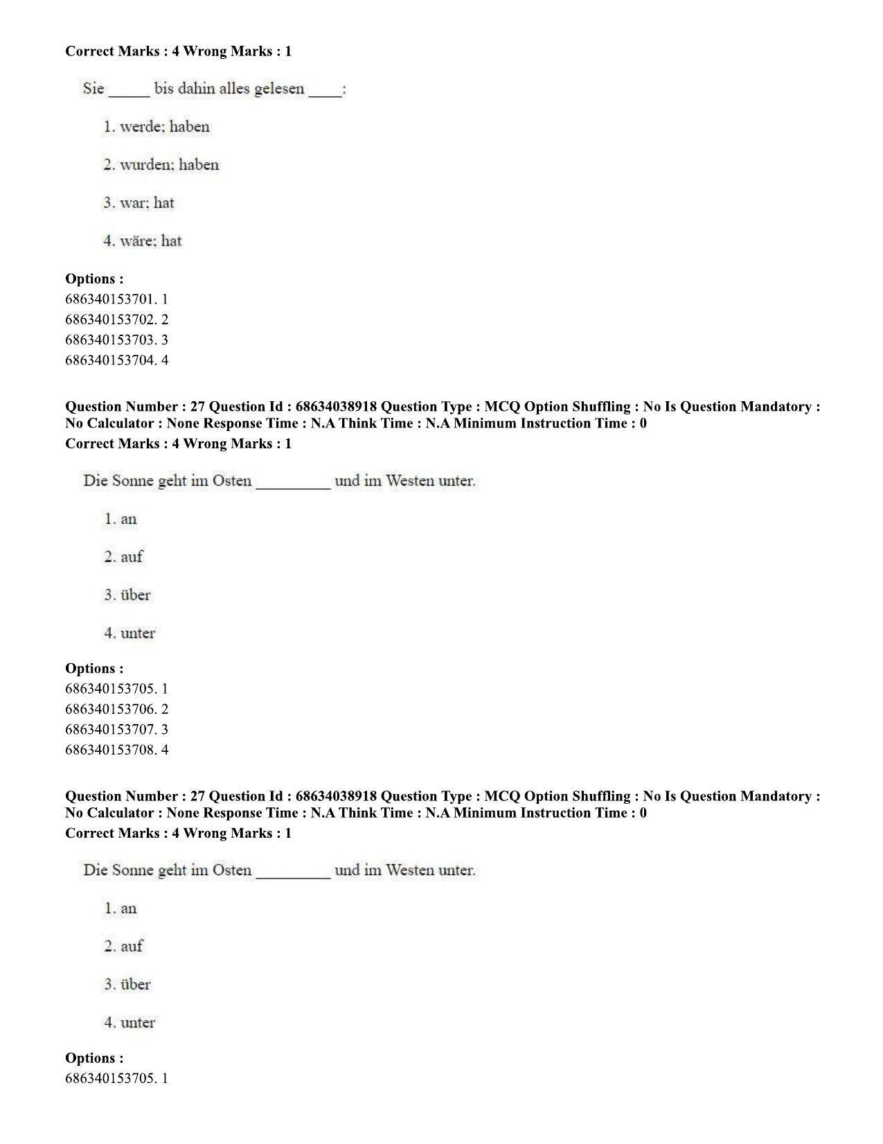 CUET PG 2023: LAQP12 – German (Hin) - Shift 2 (25-06-2023) Question Paper - Page 41